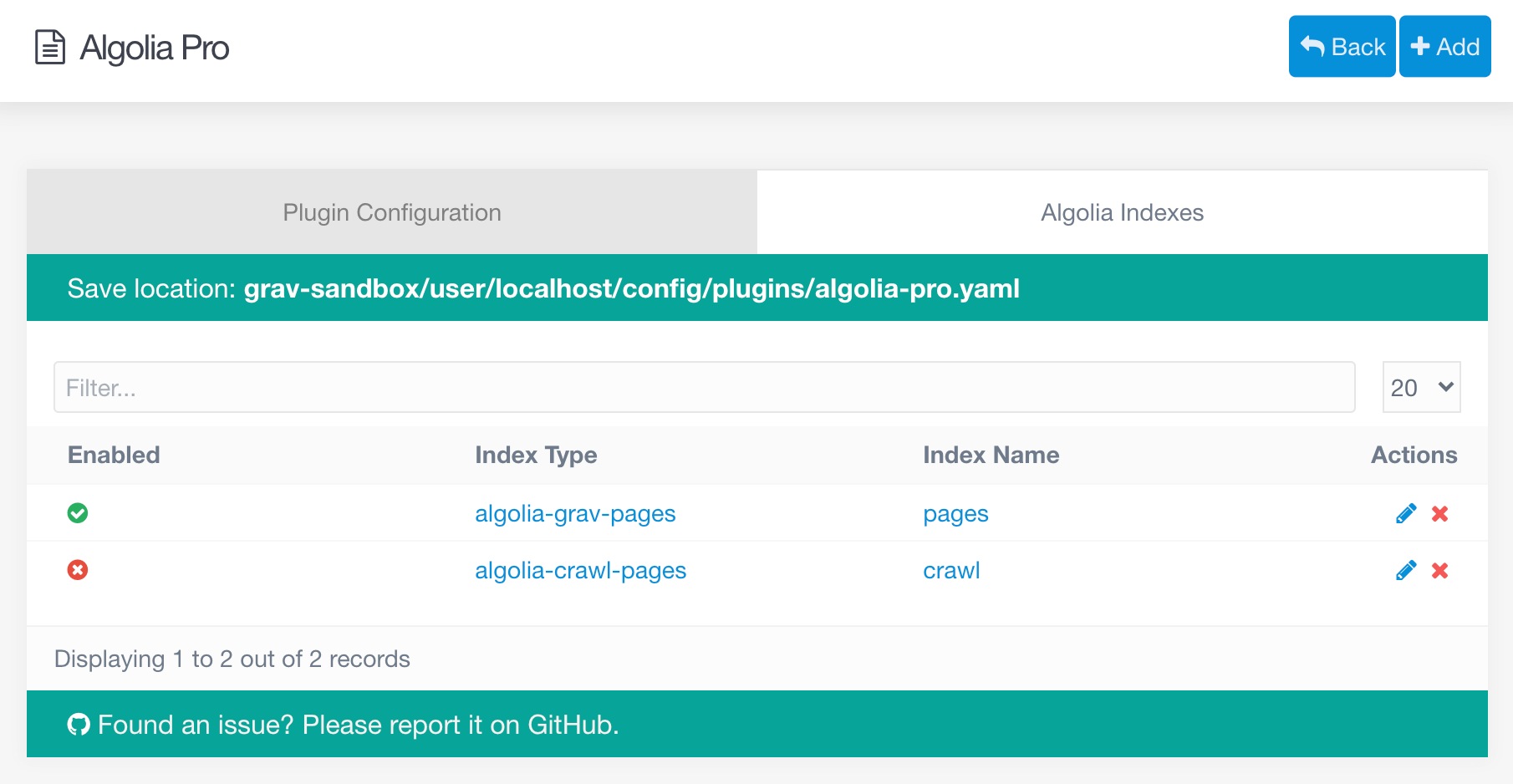 Индексы Algolia