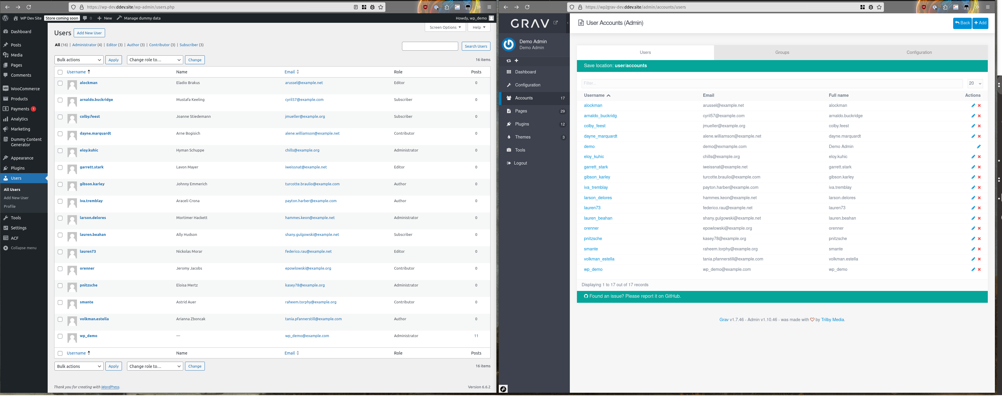 Пользователи WordPress, экспортированные в Grav